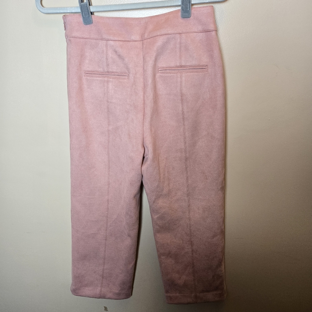 Ann Taylor Petite Blush Pink Faux Suede Size 2P NEW Cropped Straight Leg Pants - Picture 9 of 12